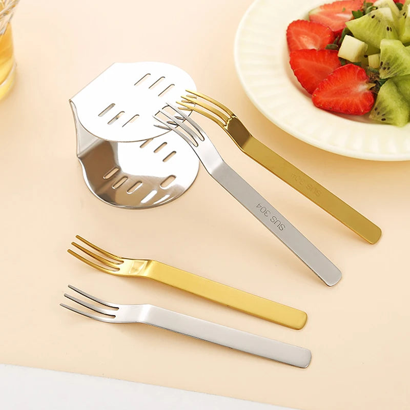 6Pcs Stainless Steel Fruit Forks Household Dessert Forks Lovely Mini Fork Set Snack Cake Salad Cutlery Forks Kitchen Flatware