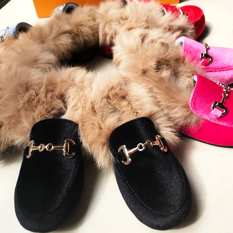 Winter Kids Fur Princess Shoes Baby Girls Velvet Brand Flats Children Slip On Shoes Toddler Fashion Dress Loafers Boys Moccasin