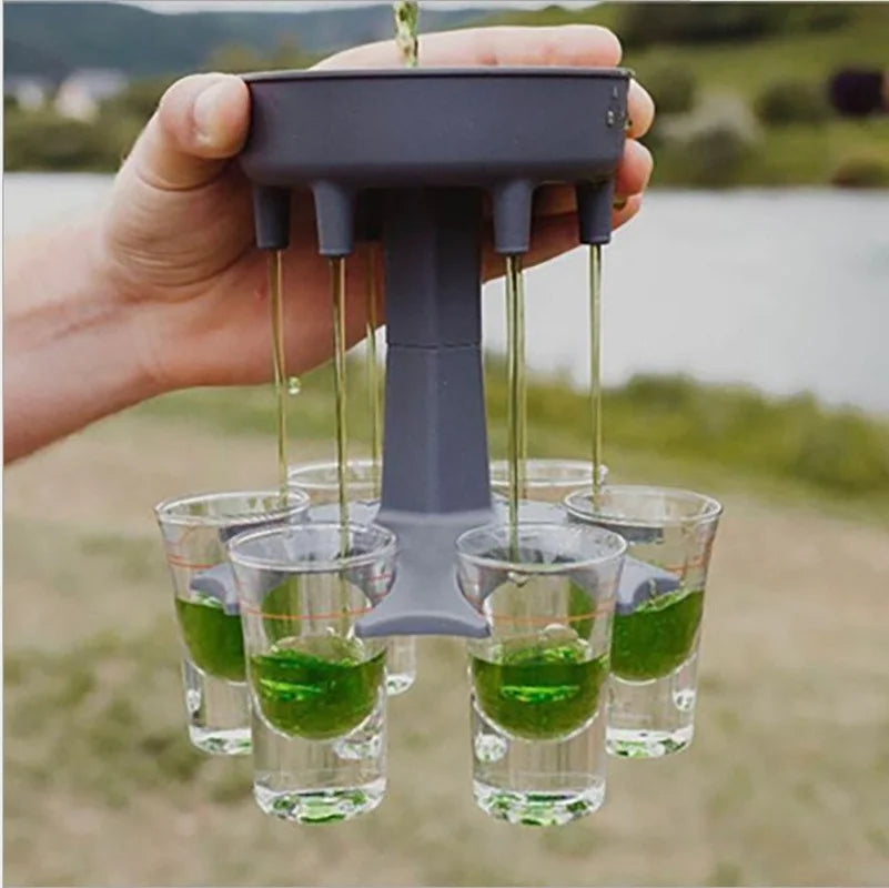 6 Shot Glass Wine Whisky Beer Dispenser Holder Liquor  Drinking Games Tools Home Party Bar   for Christmas