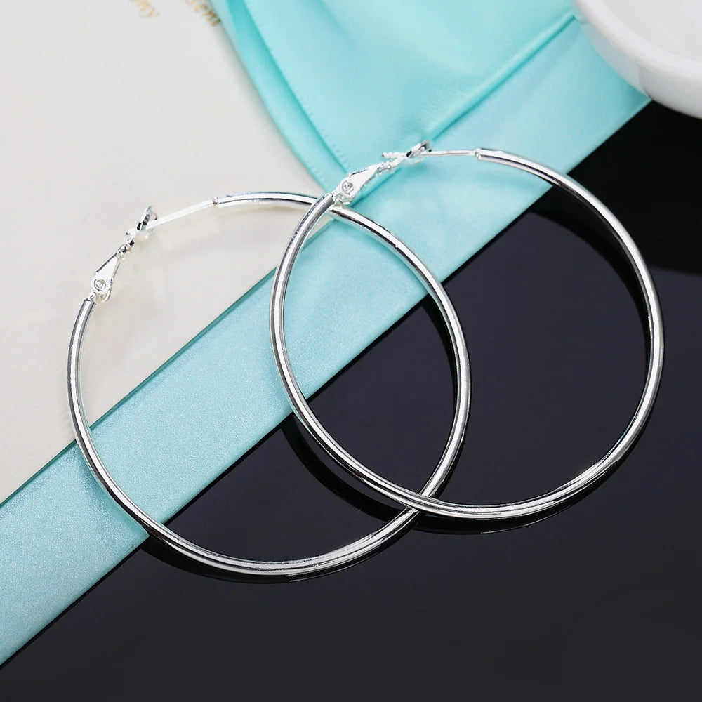 Diameter 5-8cm wholesale 925 sterling silver earrings for women lady girl high quality fashion classic jewelry LE010