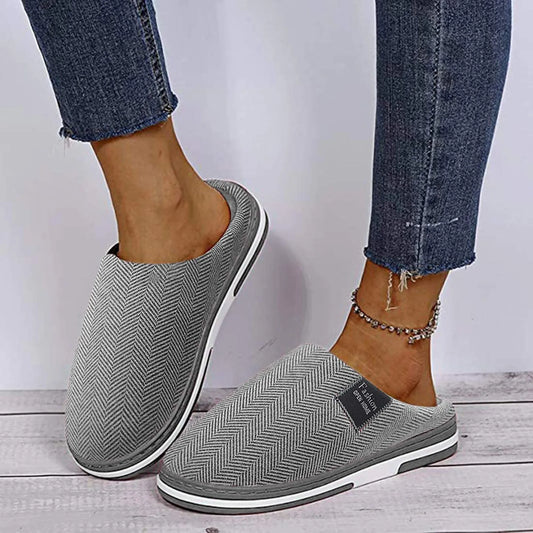 Indoor Outer Wear Cotton Shoes Flat Slipper Home Floor Anti-slip Slides Fall Winter Warm Fluffy Shoes Soft-Sole Zapatos De Mujer