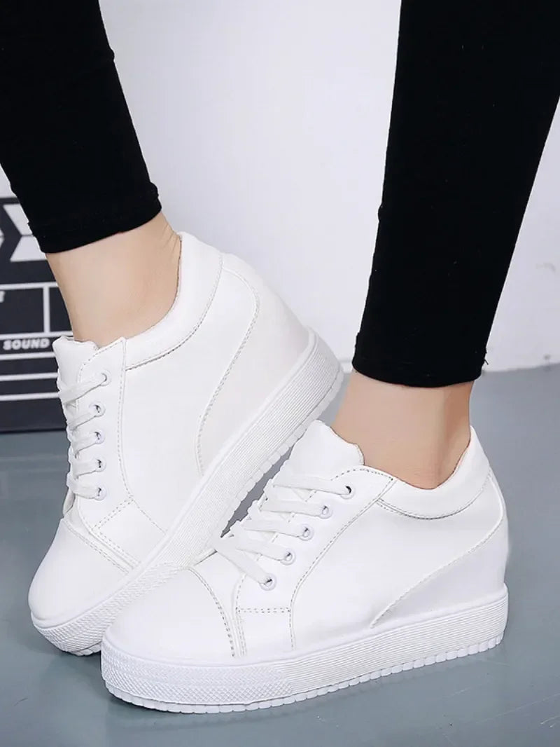 New White Hidden Wedge Heels Sneakers Casual Shoes Woman High Platform Shoes Women's High Heels Wedges Shoes for Women