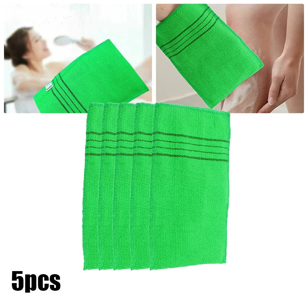 5Pcs Double Sided Towel Korean Exfoliating Bath Washcloth Body Scrub Shower Towel Portable For Adults Grain Brush Peeling Glove