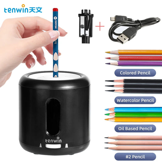 Tenwin Kawaii Electric Pencil Sharpener Cute Stationery 6-8mm Color Pen Automatic Sharpen School Office Supply Free Ship