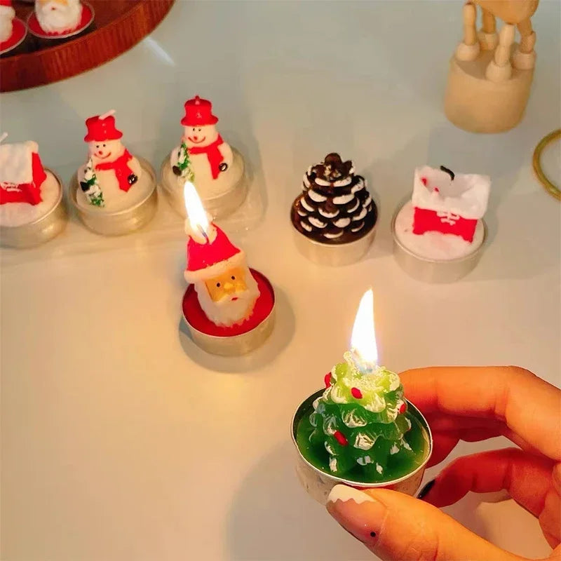 Cute Cartoon Christmas Candle Set 3 Candles Creative Christmas Holiday Home Dinner Atmosphere Decoration Friends Party Gift