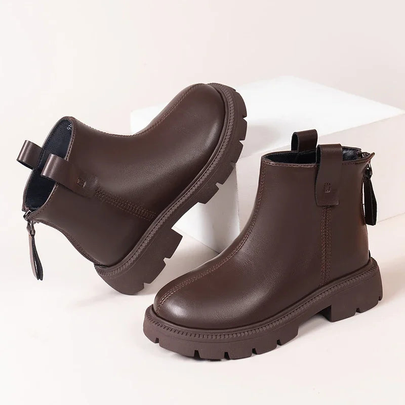 2023 New Girls Short Boots Simple Non-slip Kids Fashion Casual Versatile Round-toe Princess Ankle Boots Drop Shipping Child Shoe