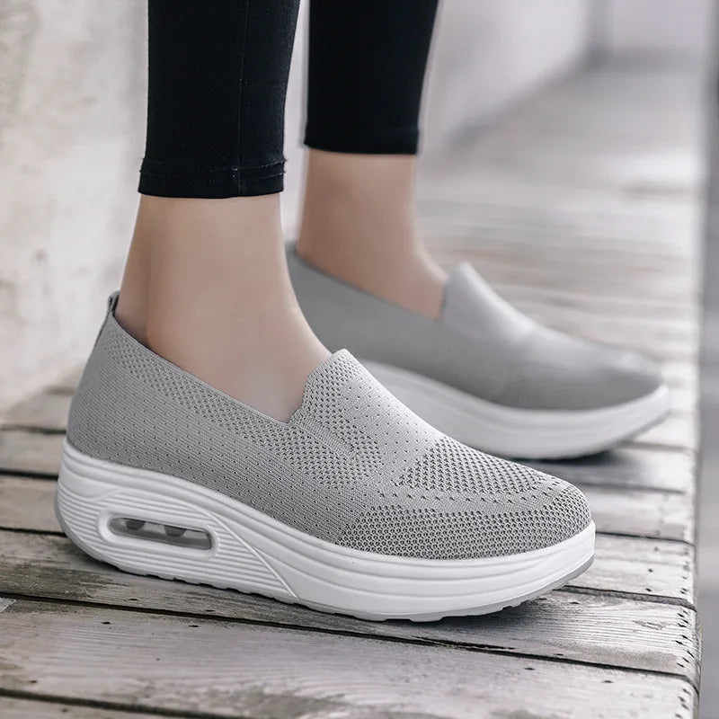 Ladies Summer Platform Woven Shoes Loafers Platform Tennis Shoes Ladies Non-Slip Sneakers Zapatos De Mujer Outdoor Casual Shoes