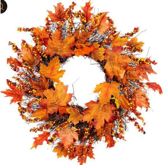 3/2/1PCS Fall Door Pumpkin Wreath Autumn Color Maple Leaf Halloween Decor Garland / Christmas Wreath