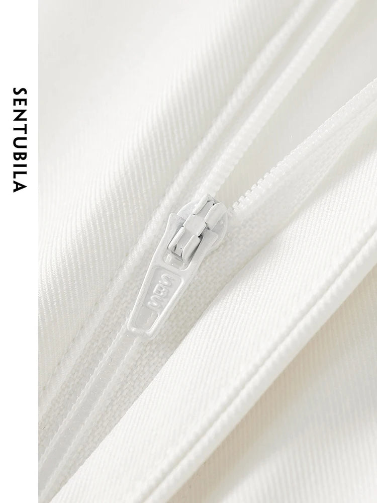 SENTUBILA White Straight Dress Pant Women 2024 Spring Simple Wide Leg Full Length Casual Trousers Women's Baggy Pants 141K52798