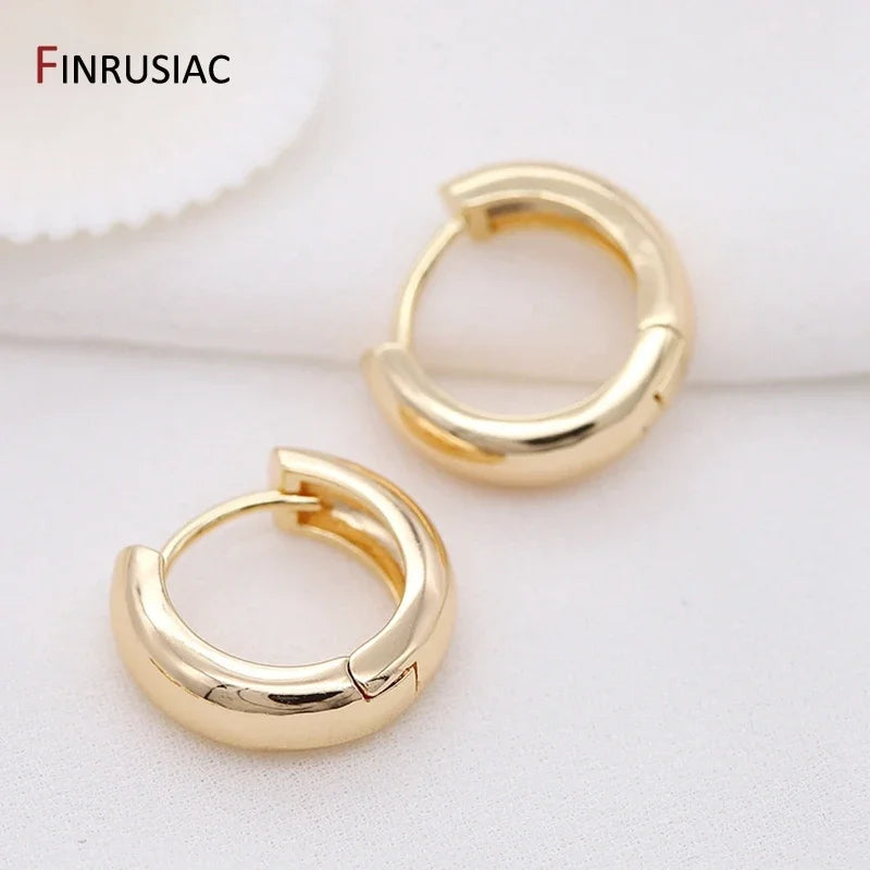 New Trendy Real Gold Plated Round Hoop Earrings For Women Girls Ladies Big Hoops Gold Circle Ring Earrings Party Gift