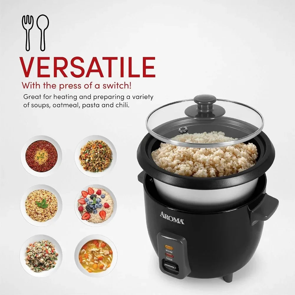 Housewares 6-Cup (Cooked) / 1.5Qt. Rice & Grain Cooker (ARC-363NGB),Black & Aroma 6-cup (cooked) 1.5 Qt. One Touch