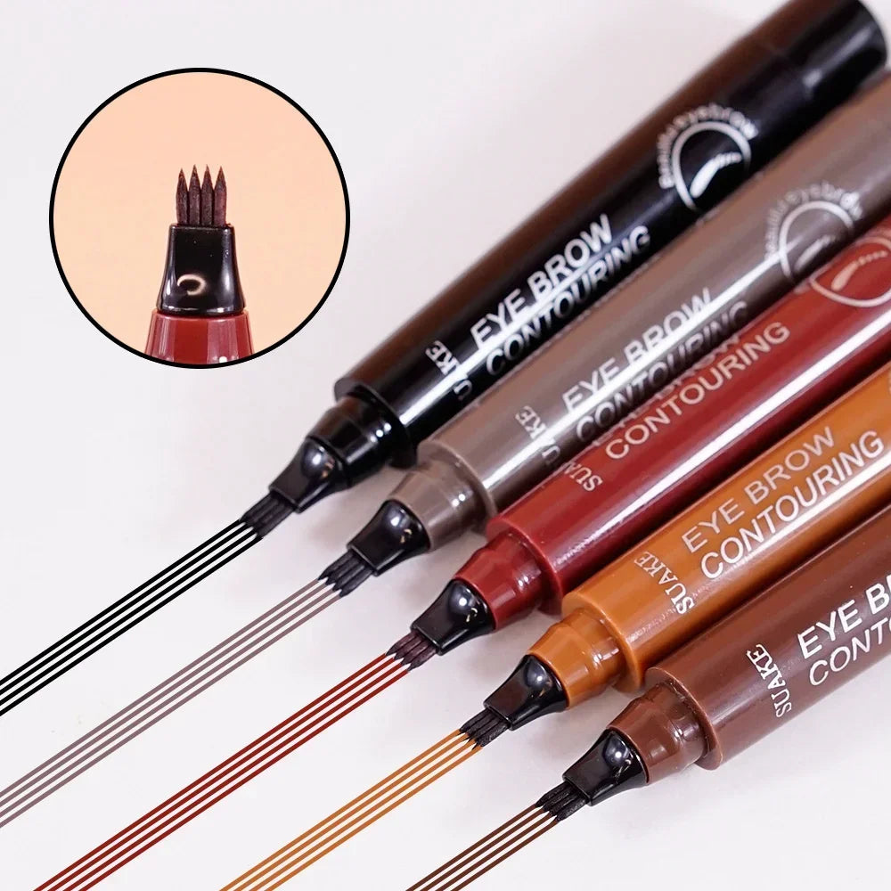 4 Forks Eyebrow Pencil 3D 5 Colors Lasting Waterproof Anti-Sweat Non-Fading Color Eyebrow Hair Makeup Women Beauty Makeup