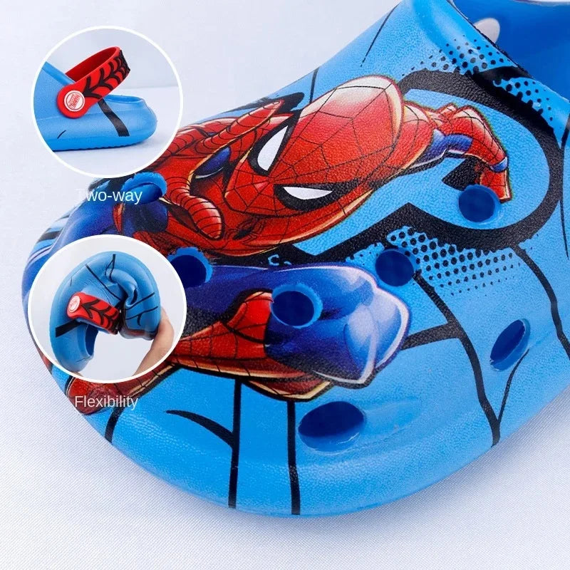 2024 Disney Children's Slippers Summer Boys Spiderman Slipper Anti-slip Hole Kids Beach Shoes Soft Bottom Toddler Home Slipper