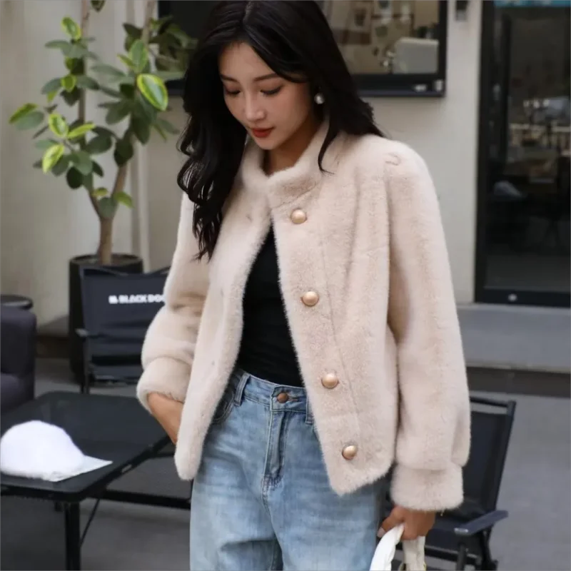 New Winter Coat for Women Faux Fur Jacket Imitation Mink Coat Short Tops Warm Thickening Fashion Jacket Women