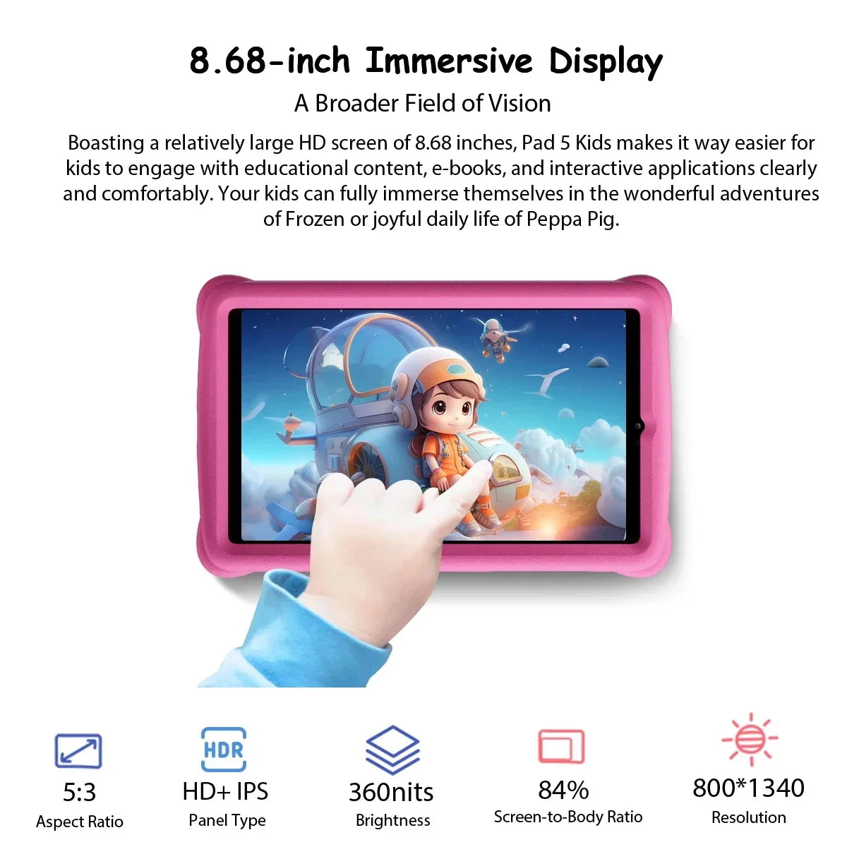 Blackview OSCAL Pad 5 Kids Tablet 8.68-inch Display T606 Octa-core Android 14 4GB 128GB 6050mAh Educational Software Installed