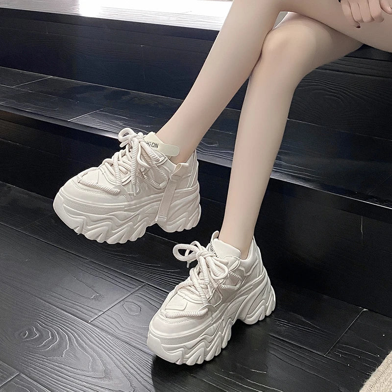 Autumn Women's Sneakers New Breathable High Platform Shoes Woman Ladies Vulcanize Casual Chunky Sneakers Zapatillas Mujer 8CM