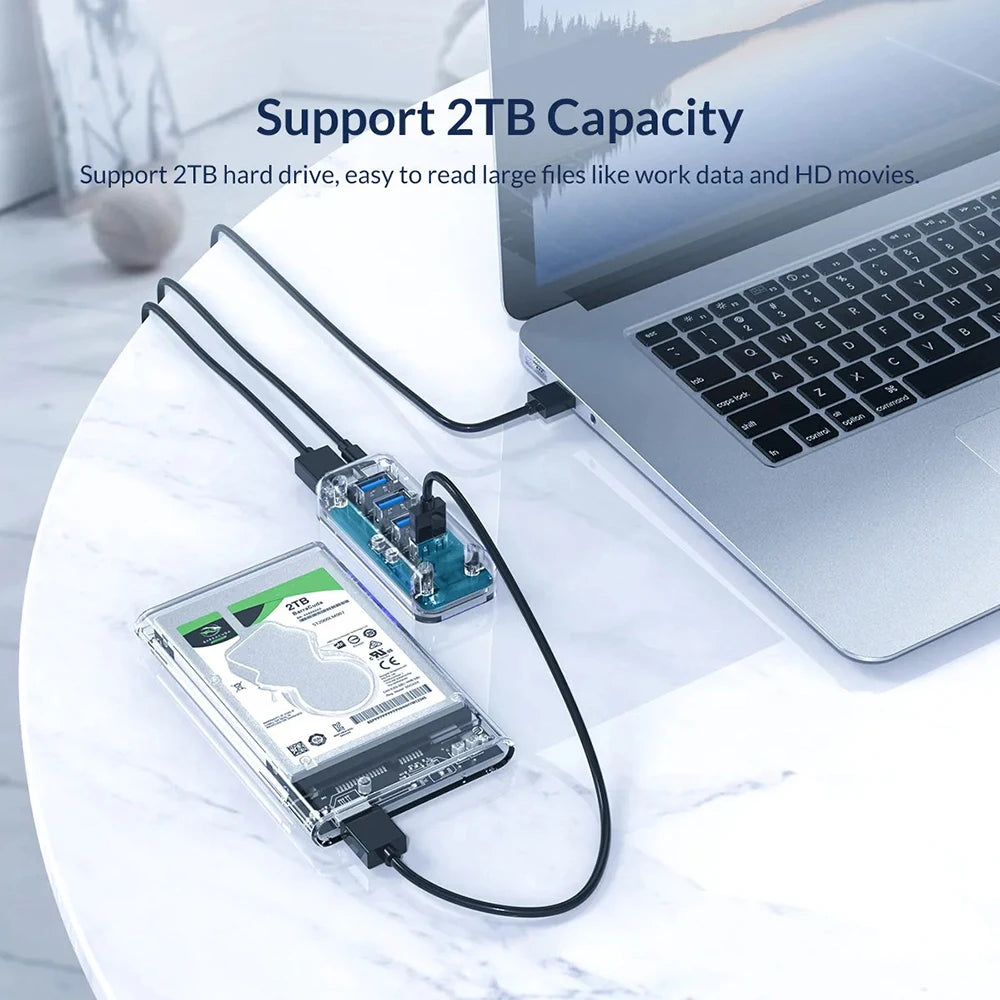 4-IN-1 USB 3.0 HUB Transparent 5Gbps High Speed USB Docking Station USB Adapter Splitter for For MacBook Pro Computer Accessorie