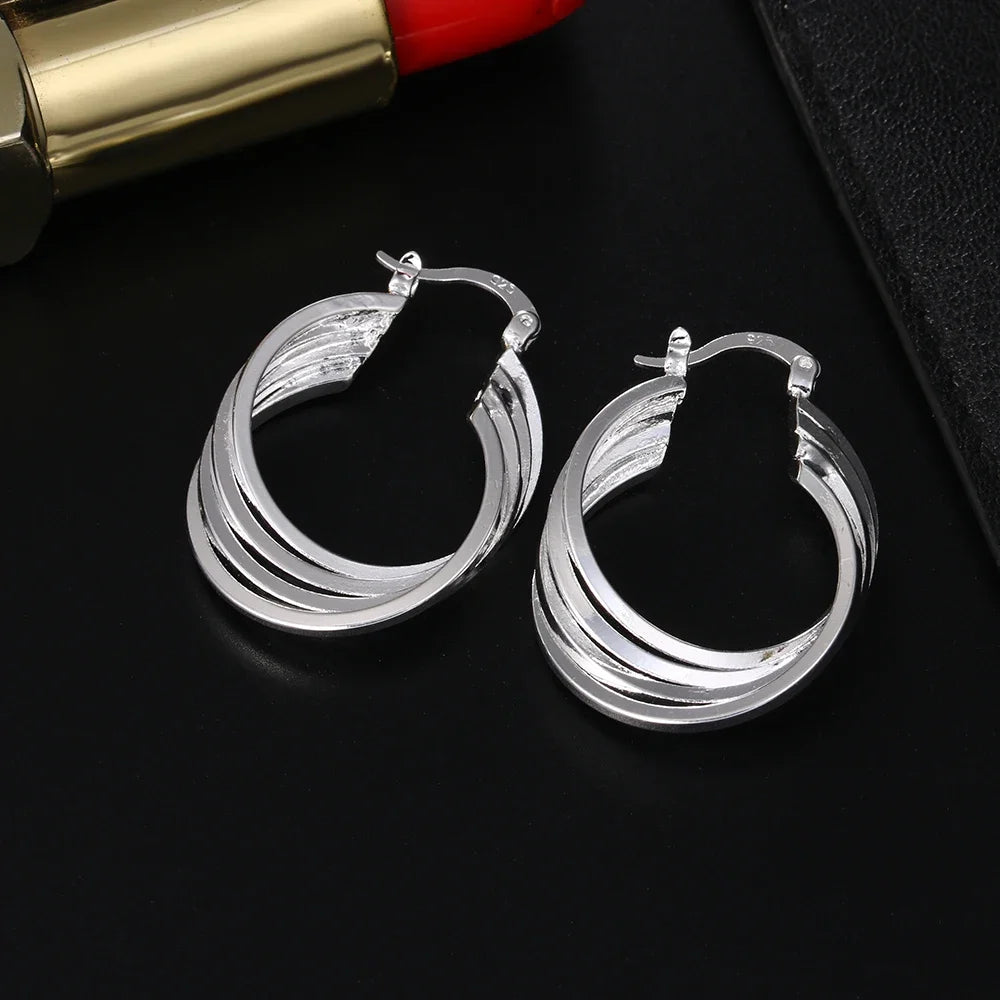 925 Sterling Silver Earrings Elegant Noble Lady Wedding Gifts Beautiful Fashion for Women Party Jewelry Cute Nice