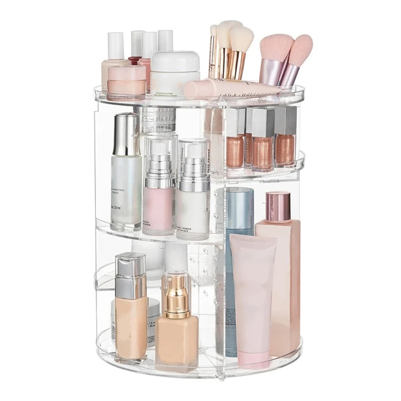 Desktop Makeup 360 Rotation Acrylic Storage Rack for Beauty Product Large Capacity Cosmetics Display Stand