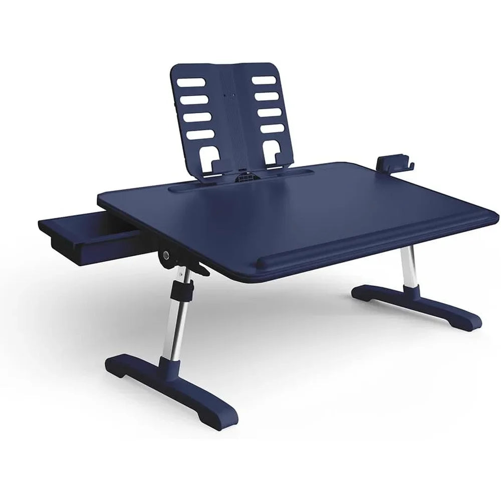 Portable Adjustable Height Workstation Lap Desk with Storage Drawer Cup Holder Non-slip Surface and Device Display Slot