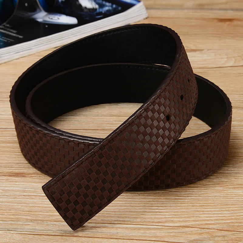 Cowhide Men's Belt Luxury Design Business Casual All-Match Jeans Accessories Retro High Quality Leather No Buckle 3.8cm