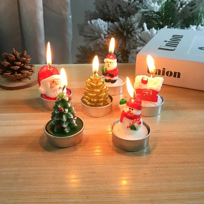 Cute Cartoon Christmas Candle Set 3 Candles Creative Christmas Holiday Home Dinner Atmosphere Decoration Friends Party Gift