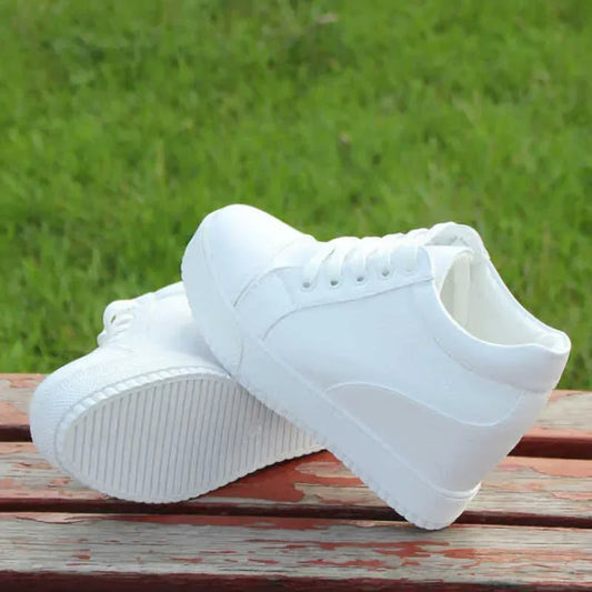 New White Hidden Wedge Heels Sneakers Casual Shoes Woman High Platform Shoes Women's High Heels Wedges Shoes for Women