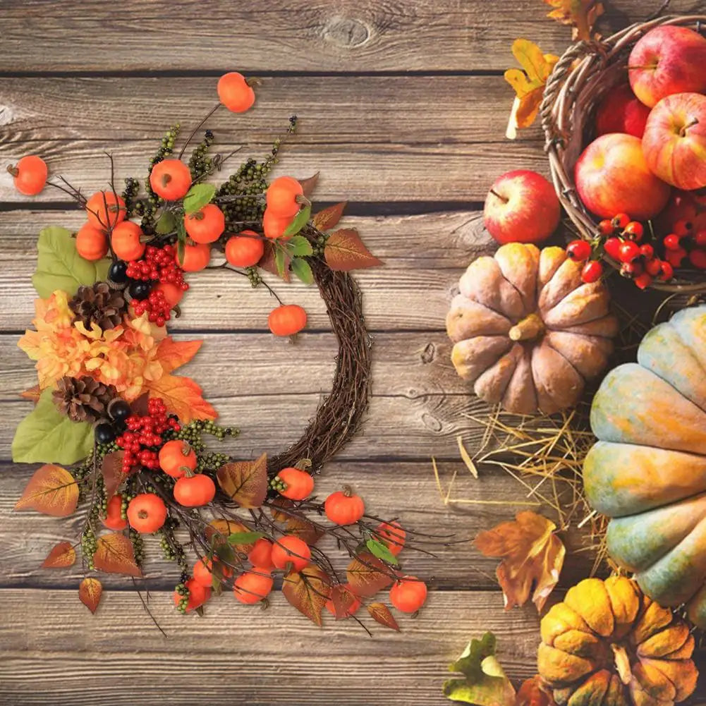 Fall Wreath Vibrant Fall Wreath Vibrant Fall Harvest Wreath Mini Pumpkins Berries Ornamental Decor for Front Door Home