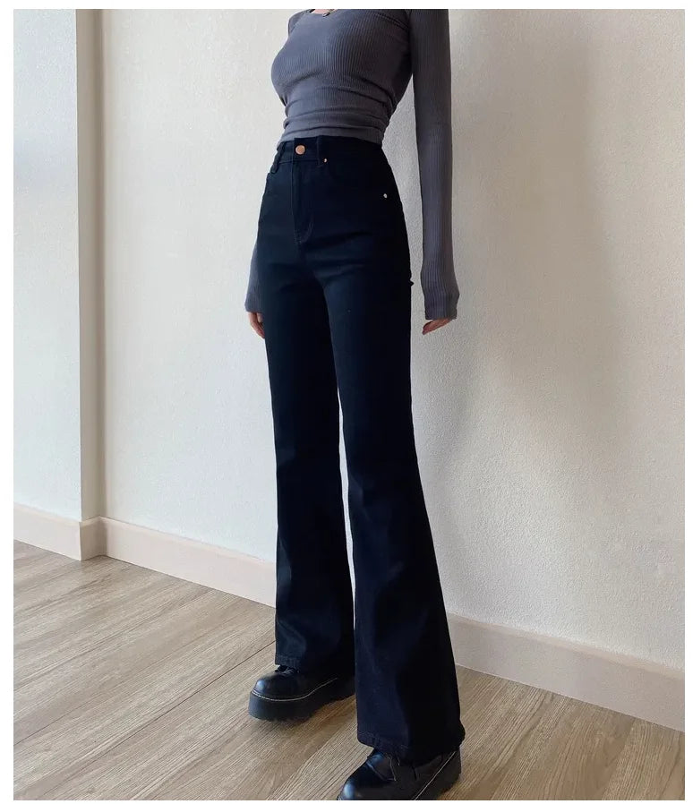 Skinny Bell Bottom Jeans High Waist Stretch Straight Slim Fit Flared Denim Pants