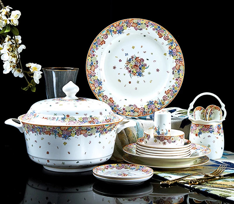 50pcs set,  fine bone china dinner set, star design, porcelain dinnerware set, dinner plates for servies, chafing dish bowl dish