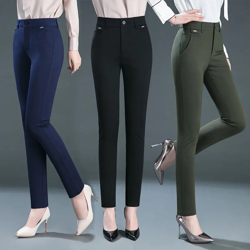 Multiple Pockets Y2k Clothes Straight Leg Pants Elegant Woman Dress Pants Women's Stretch Casual Trousers Clothing