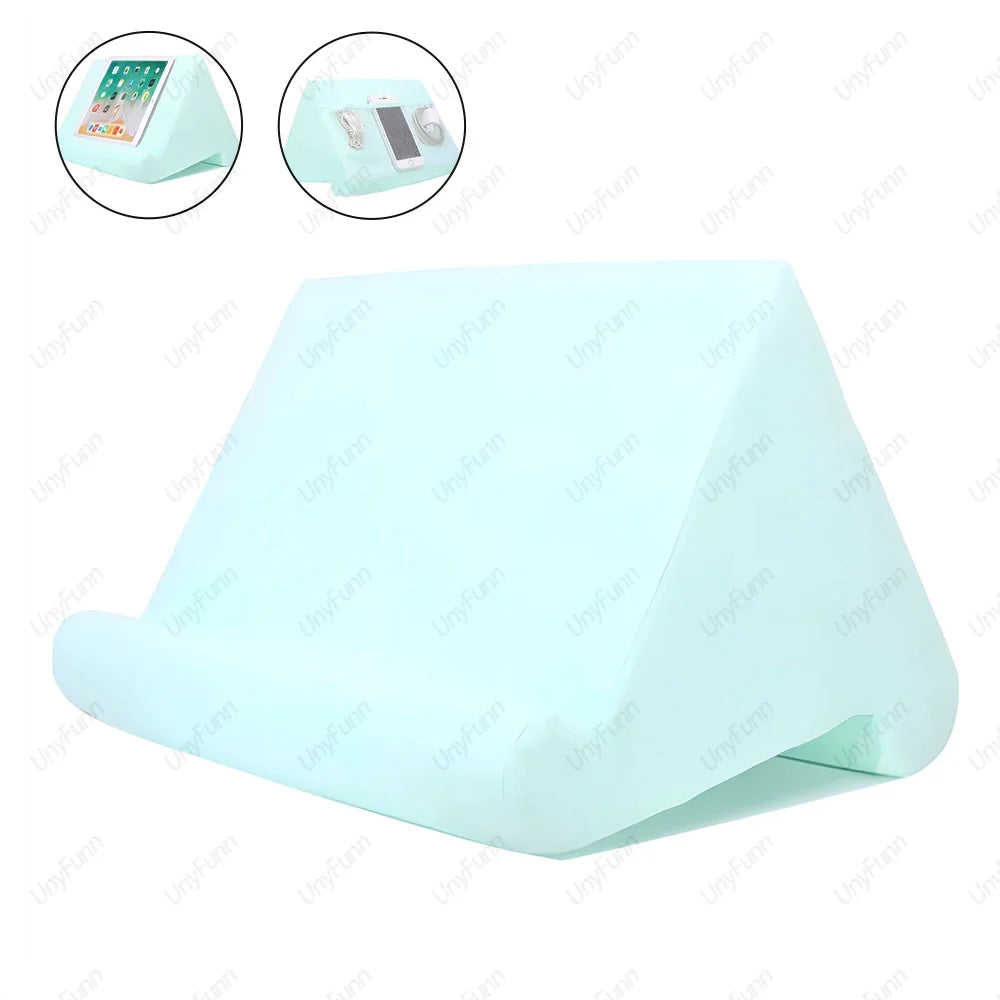 Soft Tablet Pillow Holder with Cable Pocket Pad Tablet Bracket Dock for Lap Bed and Desk for iPad Phone Kindle Reading Stand