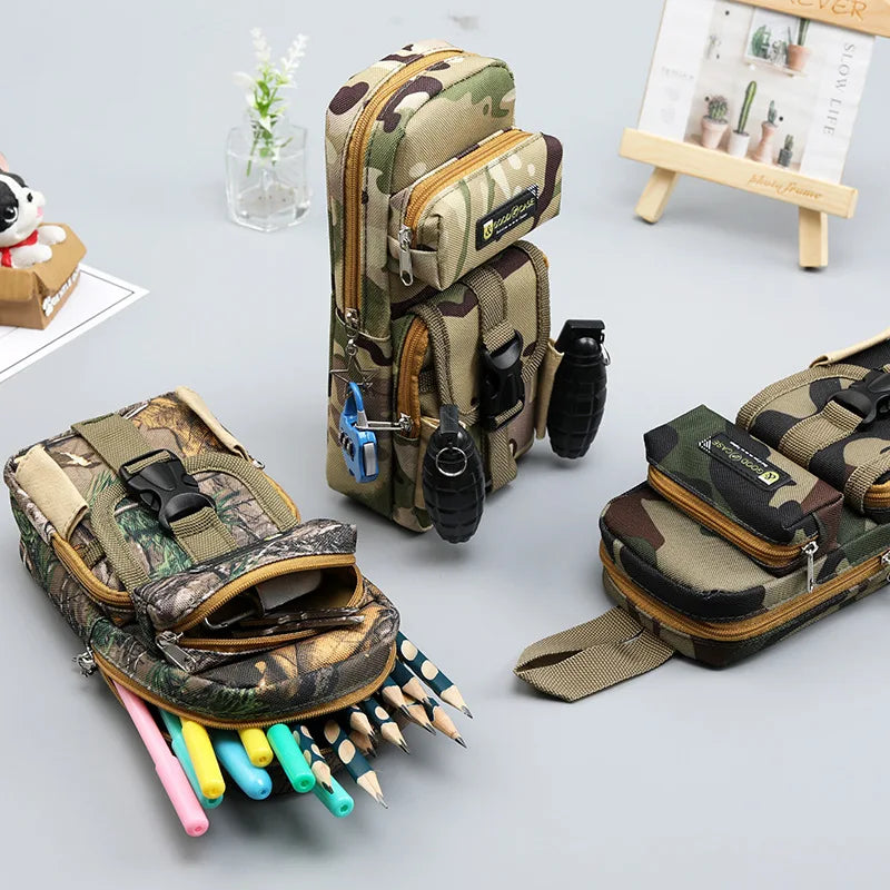 Right Point Camouflage Pencil Case Cute Pen Bag Zipper Kids School Supplies Kawaii Bag Pen Box Back To School Supplies