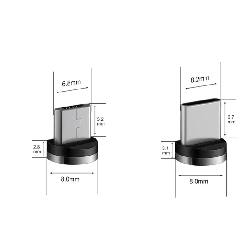 360 Rotation Type C Micro USB Magnetic Charger cable Plug Connector For Mobile Phone Replacement Parts Charging Cable Adapter