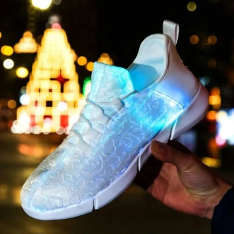 Spring Boy Luminous Glowing Sneakers Men Women Girl Kids LED Light Shoes Children Flashing Adults USB Recharge Fiber Optic Shoes