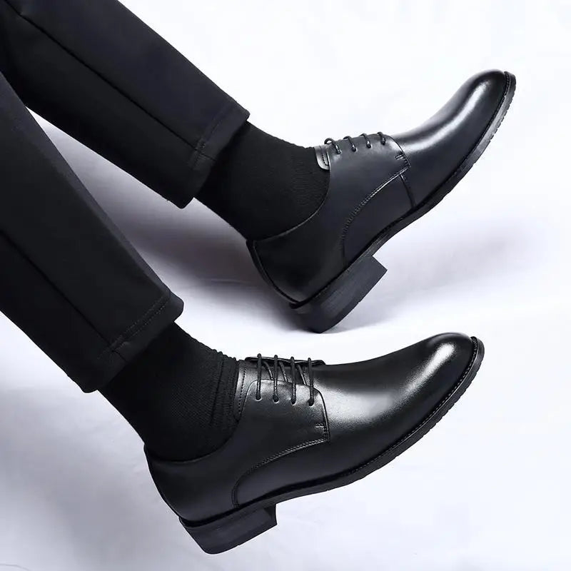 New Men's Business Formal Wear Shoes Lace-up Derby Shoes round Toe Black Luxury Italian Formal Shoes Dress