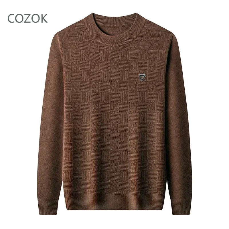 COZOK Men `s Sweater Knit Mens Crew Neck Long Sleeve One-piece Fleece Designer Clothes Mens Clothing 2024 Men's Winter Jacket