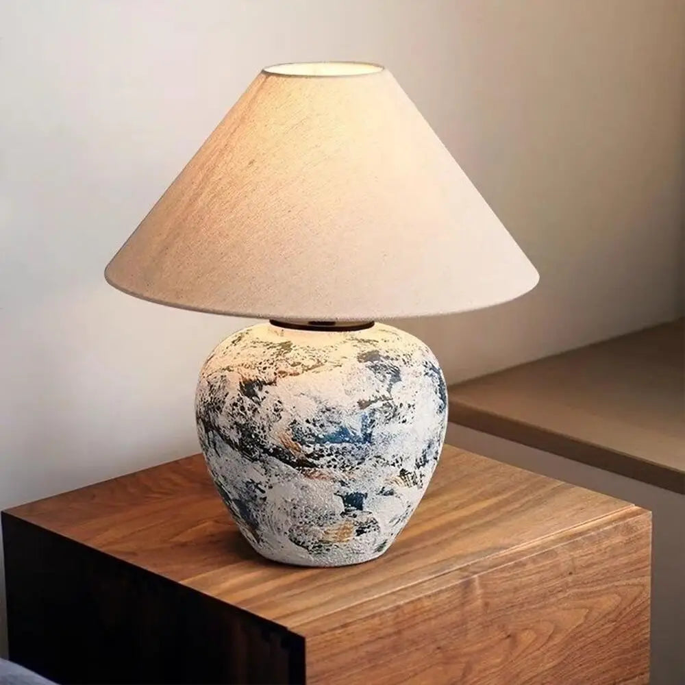 Wabi-sabi Ceramic Table Lamp Bedside Desk Lamp Decoration For Bedroom Light Fixture Japanese-style Table Lamp For Living Room