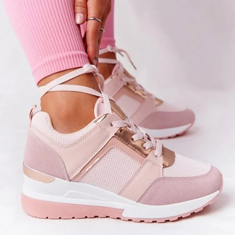 2023 Fashion Women Sneakers Ladies Lace-Up Wedge Sports Shoes Vulcanized Shoes Casual High Quallity Comfy Female Running Shoes