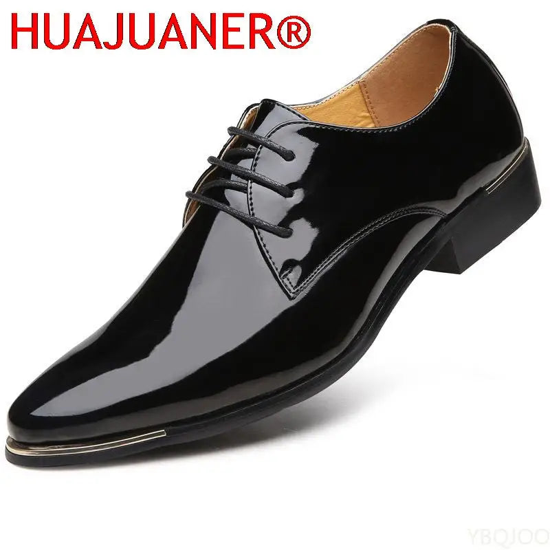 2023 Newly Men's Quality Patent Leather Shoes White Wedding Shoes Size 38-48 Black Leather Soft Man Dress Shoes