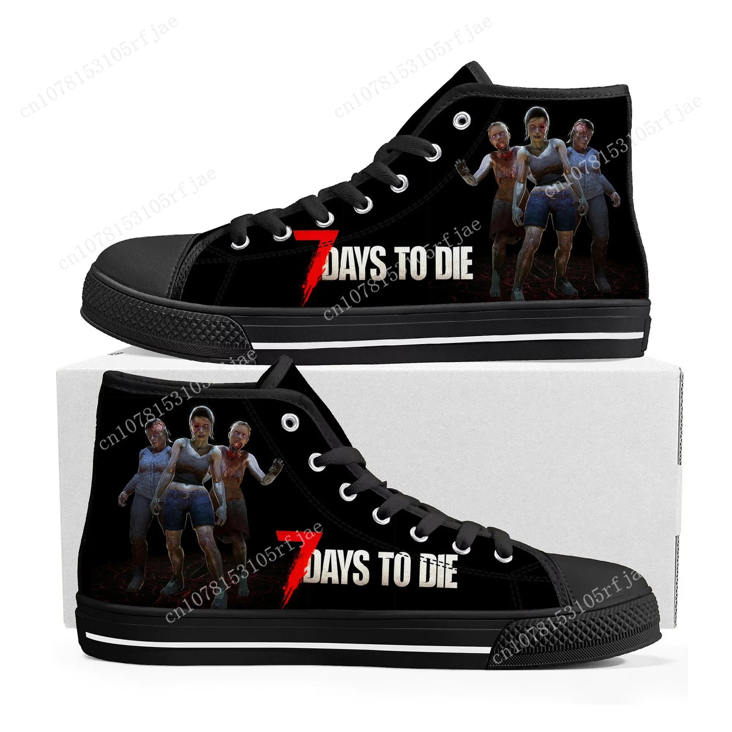 Anime Cartoon Game 7 Days To Die High Top Sneakers Mens Womens Teenager High Quality Canvas Sneaker Custom Built Couple Shoes