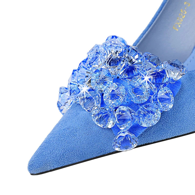 BIGTREE Shoes 2024 Rhinestone Women Pumps Bowknot High Heels Luxury Gemstone Banquet Shoes Stilettos Heels 9 Cm Ladies Shoes