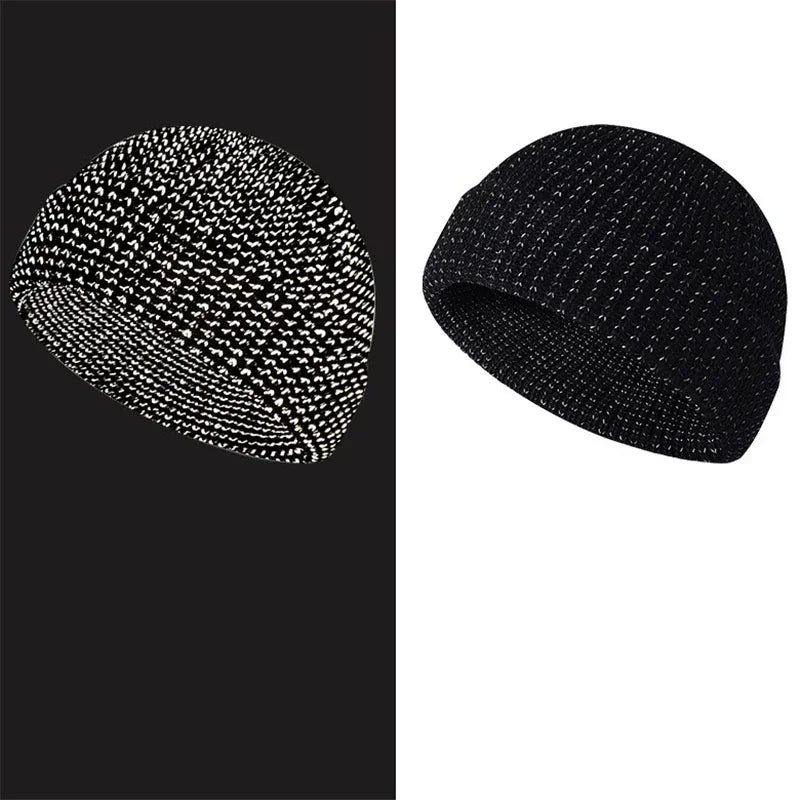 TOHUIYAN Reflective Knitted Hats for Women Fall Winter Skullies Beanies Fashion Ladies Bonnet Warm Caps Branded Gorros Men Hat