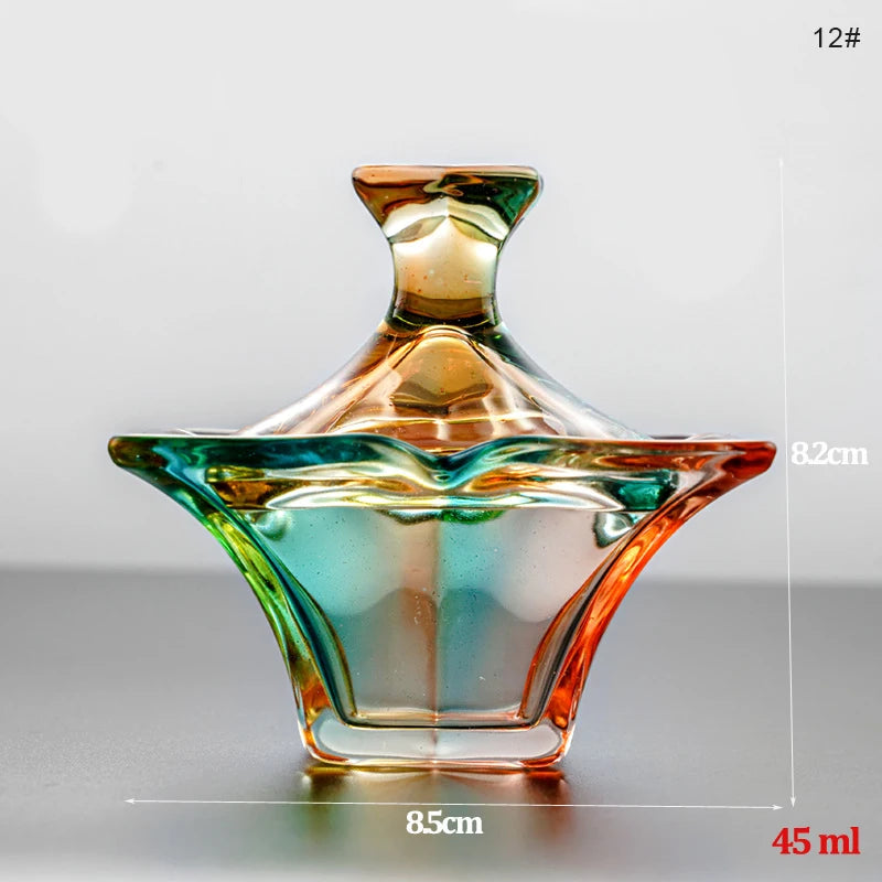 1PC Transparent Colorful Crystal Glass Acrylic Powder Liquid Relief Nail Cup Dappen Dish Lid Bowl Holder Equipment Nail Art Tool