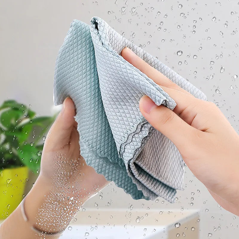 10/1pcs Fish Scale Cleaning Cloths Microfiber Super Absorbent Oil-proof Dishcloths Washing Rag Car Glass Window Wipe Cloth Towel