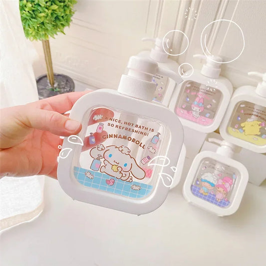 Sanrio Bathroom Soap Dispensers Refillable Lotion Shampoo Shower Gel Holder Portable Travel Dispenser Empty Bath Pump Bottle