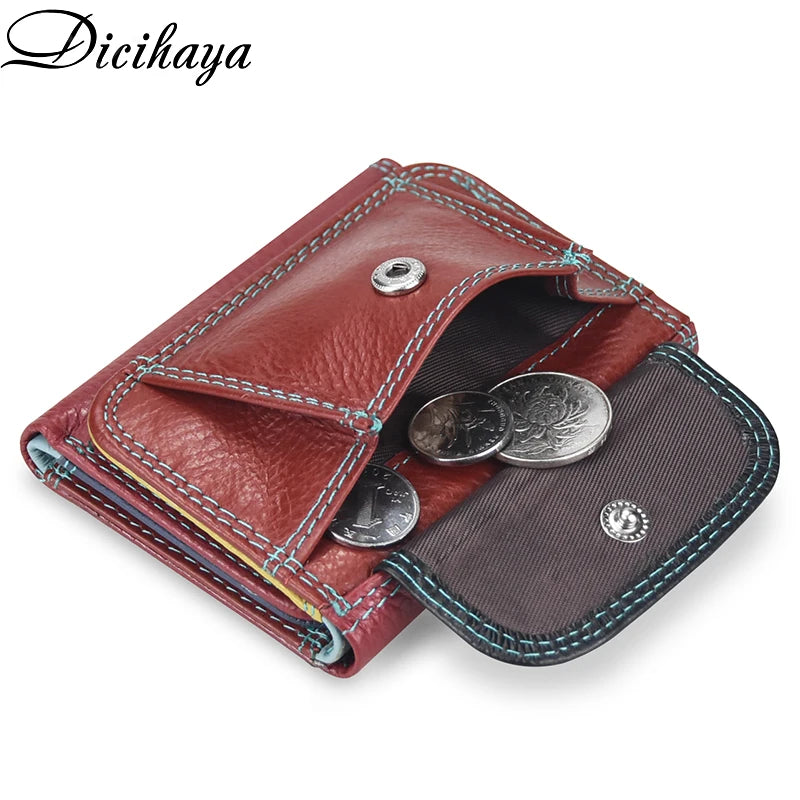 Genuine Leather Women Wallet Coin Purse Small Mini Card Holder Patchwork PORTFOLIO Portomonee Lady Walet Pocket Cute Purse