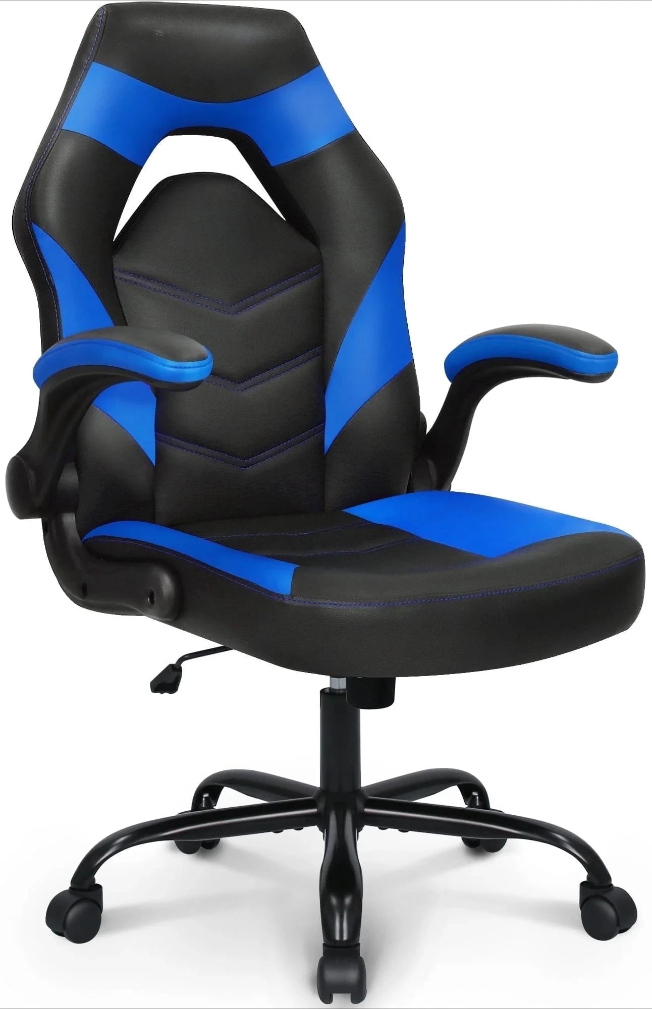 N-GEN Comfortable Flip-Up Armrest Faux Leather Gaming Chair with Swivel Wheels Adjustable