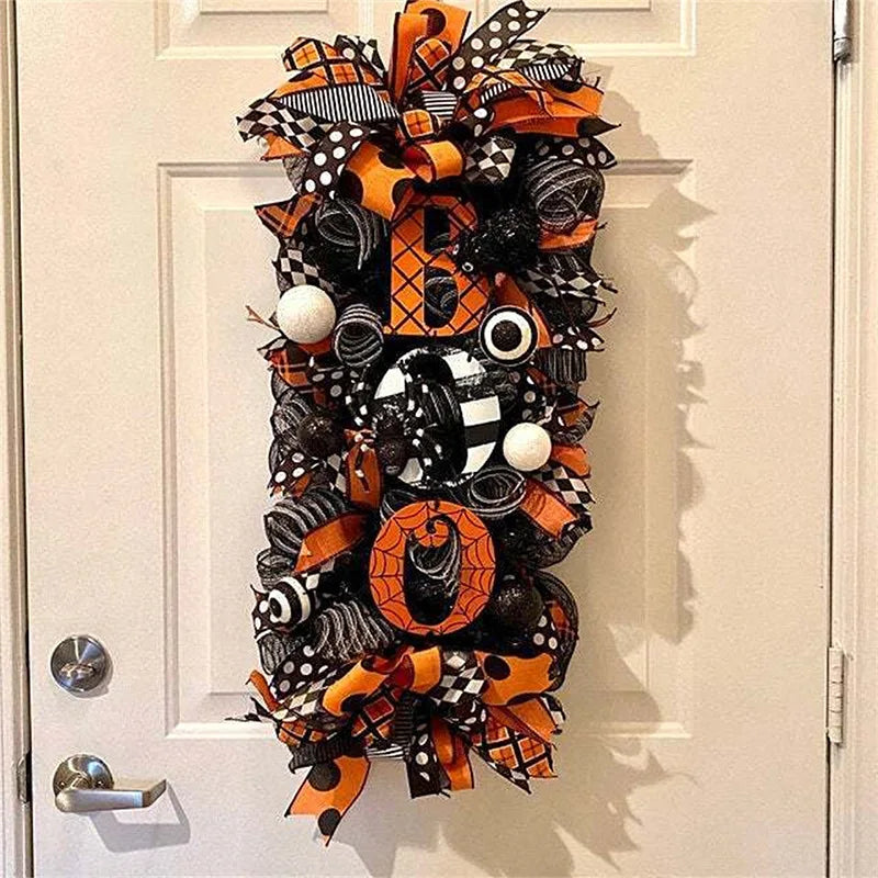 2023 Halloween Swag Wreath Fall Wreath Front Door Hanging Ornament For Halloween Holiday Home Yard Decoration