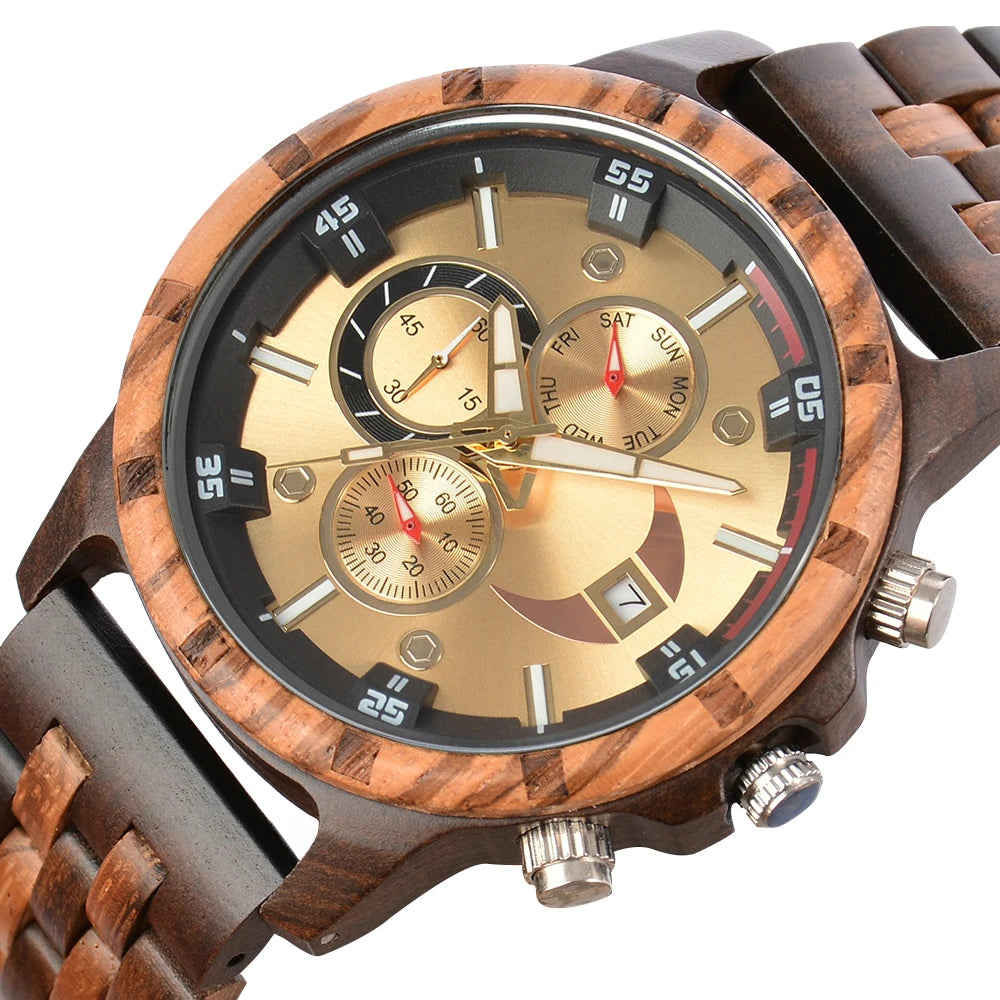 Men Wood Wrist Watch Fashion Quartz Wriwatches Timepieces Chronograph Men's Wooden Watches Gift Driopshipping reloj madera